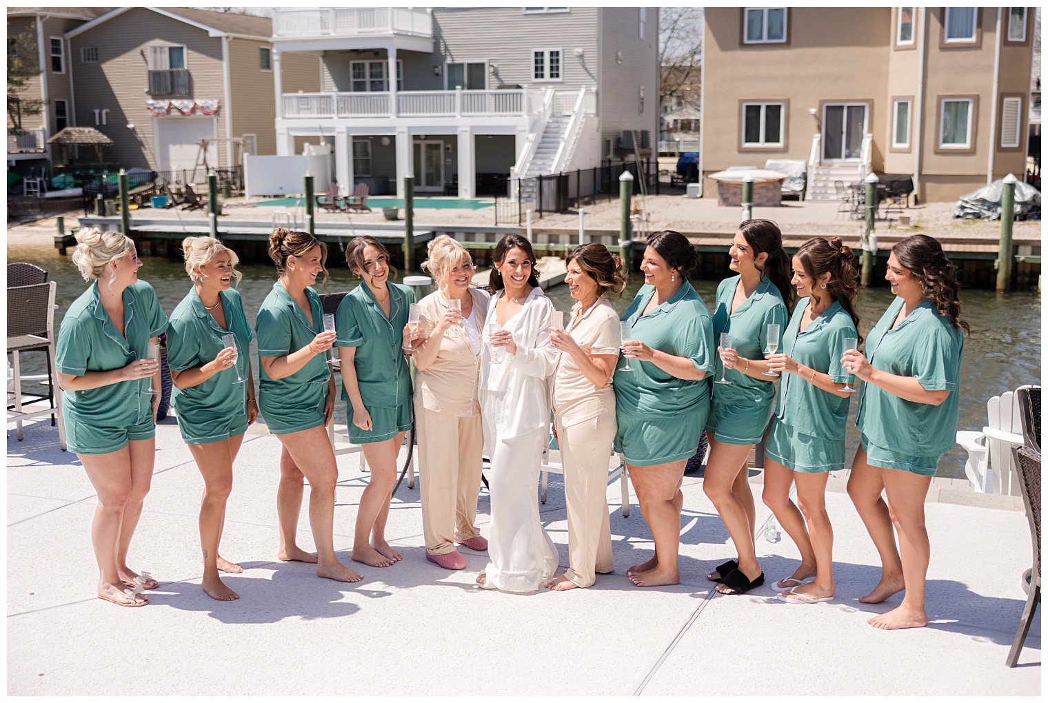 bride celebrating with her bridesmaids
