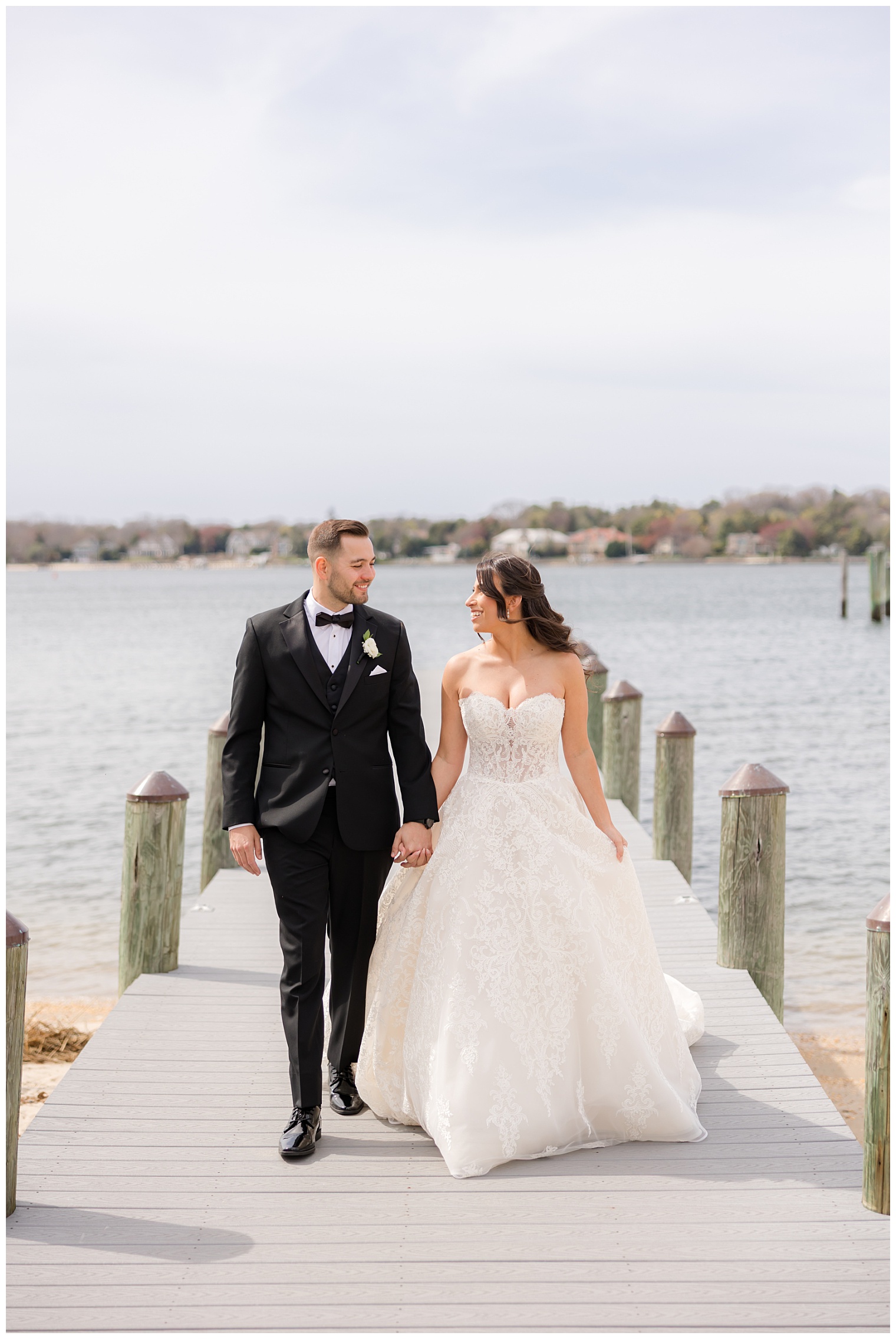 bride and groom walking