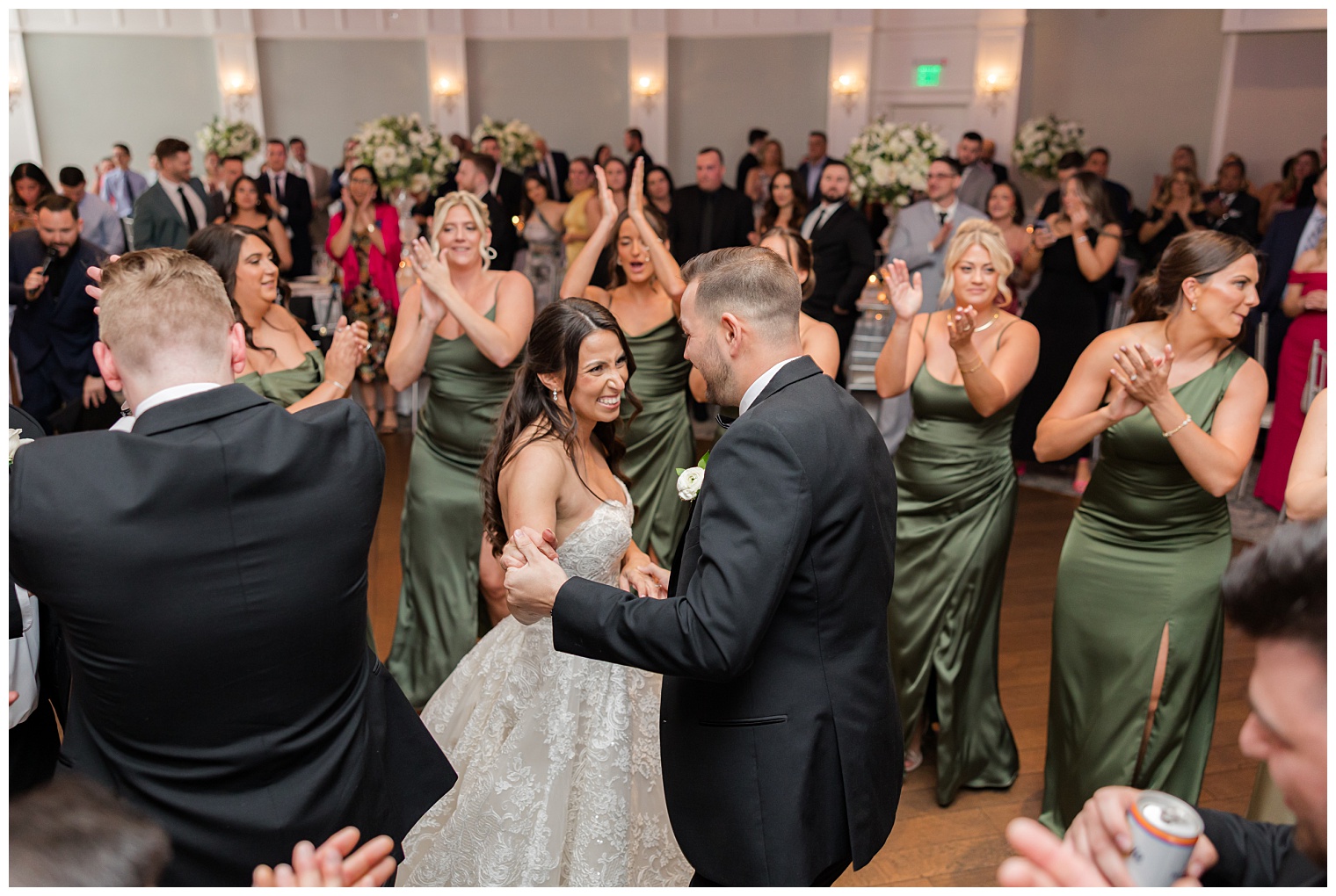 bride and groom dancing