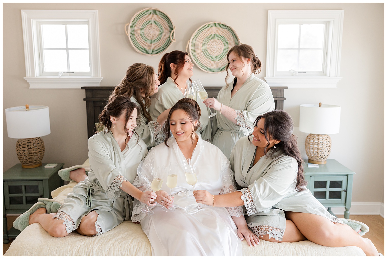 bride toasting with her bridesmaids