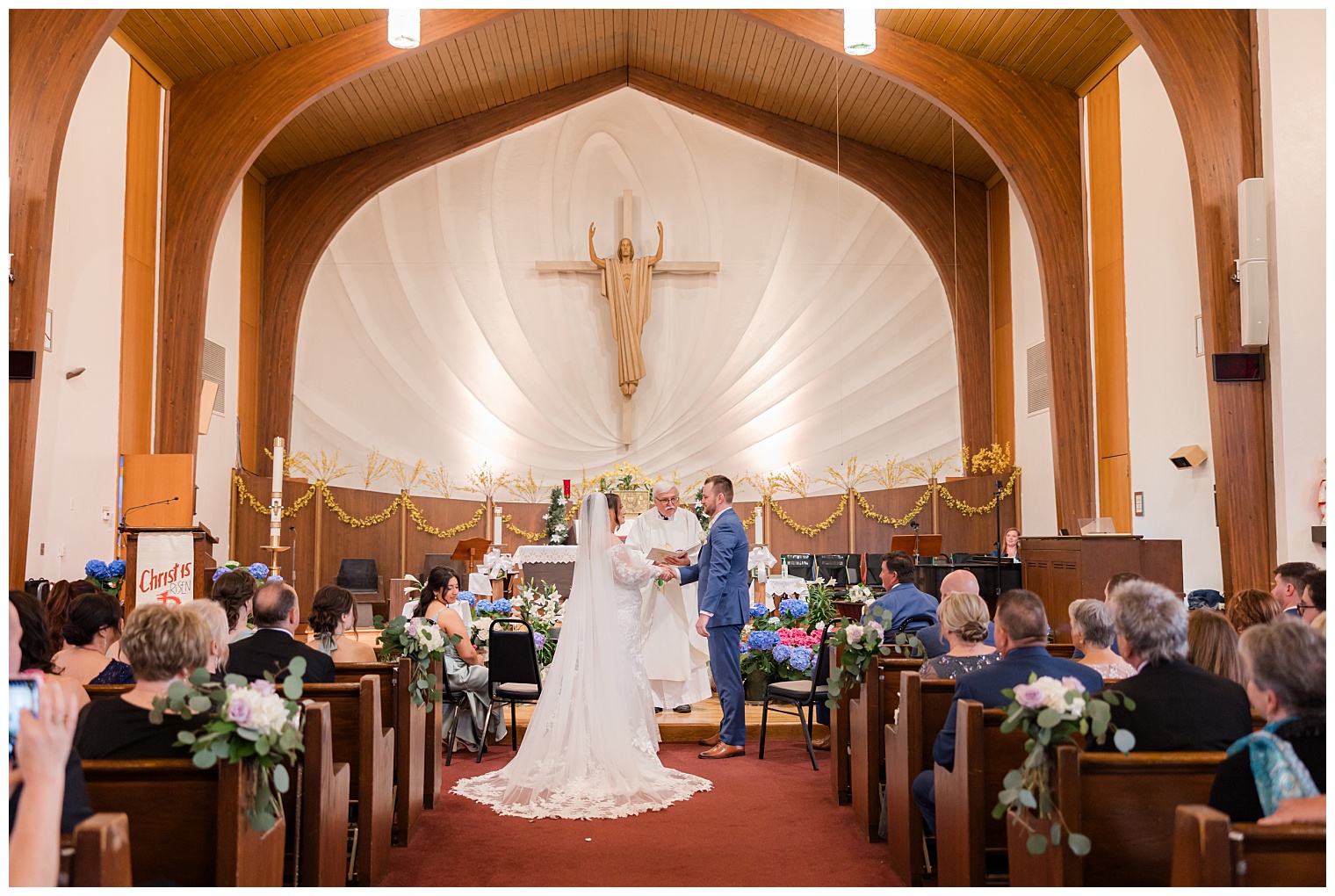 bride and groom at the altar