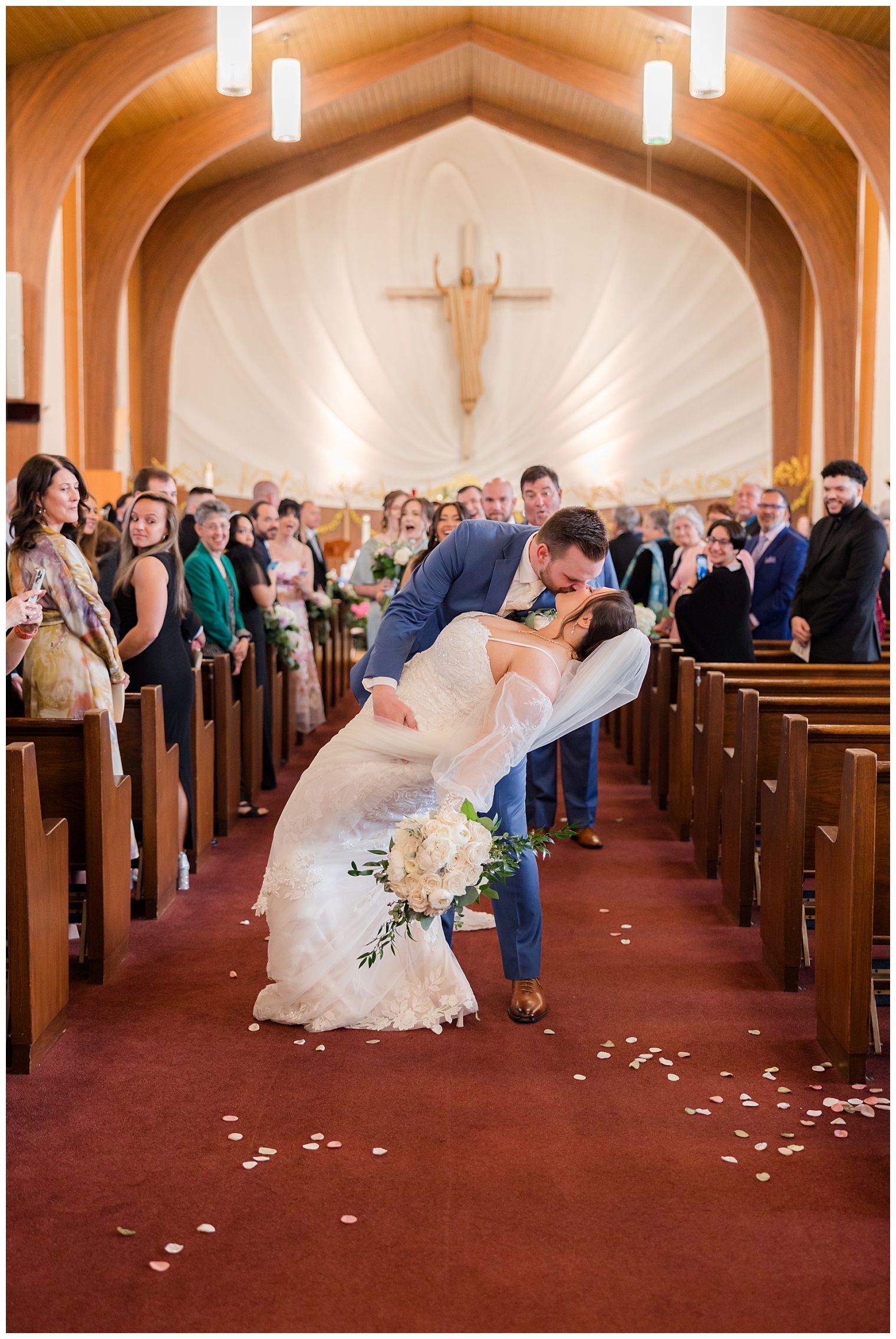 bride and groom kissing