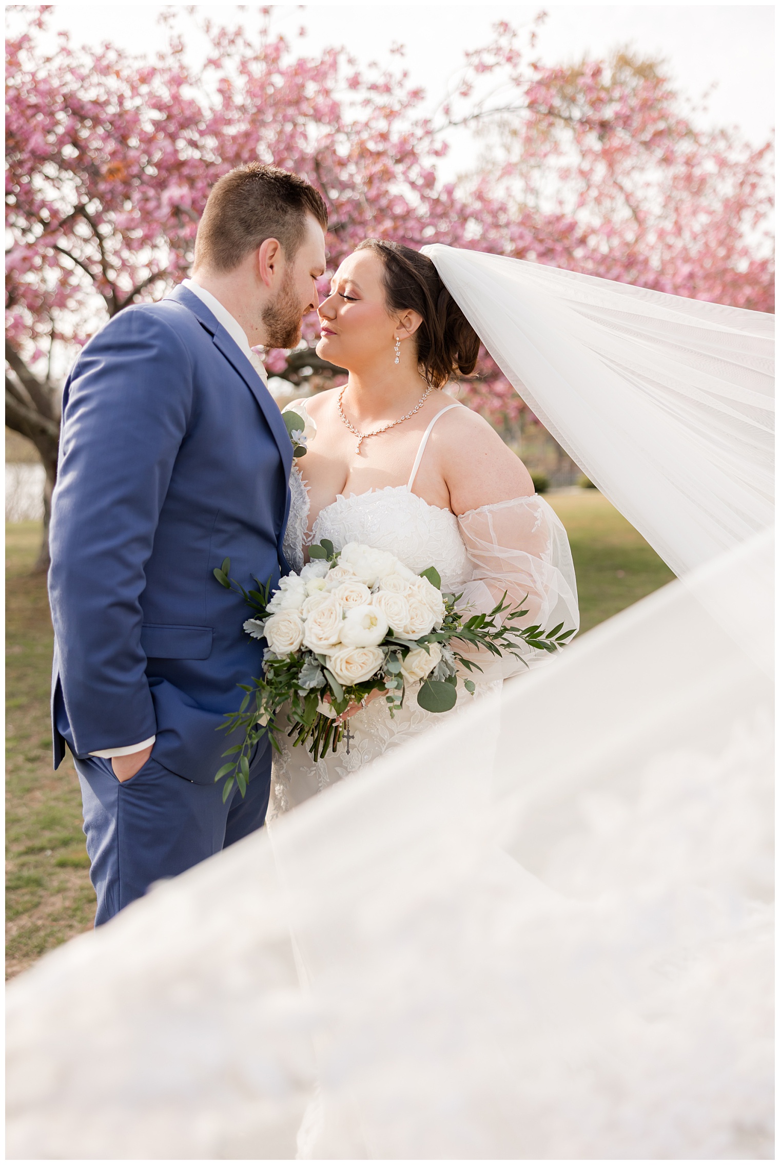 bride and groom kissing