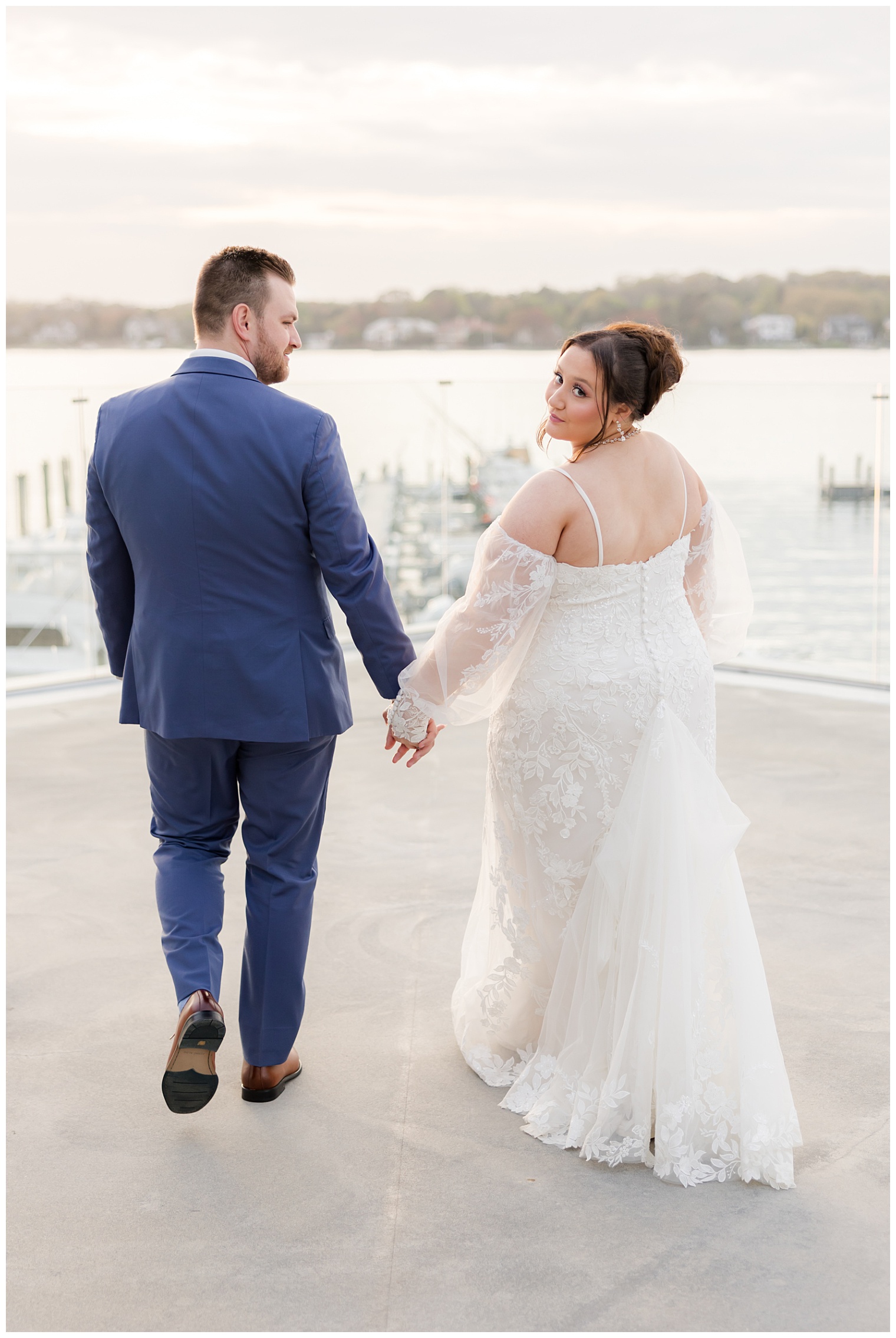 bride and groom walking