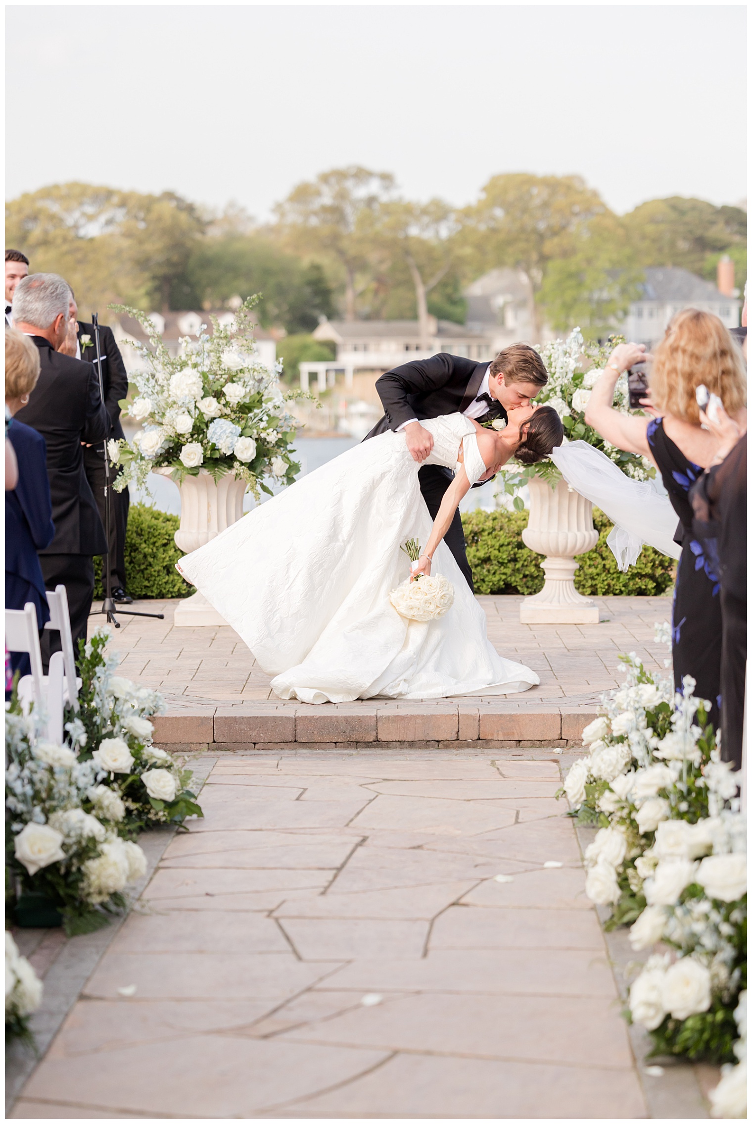 bride and groom kissing