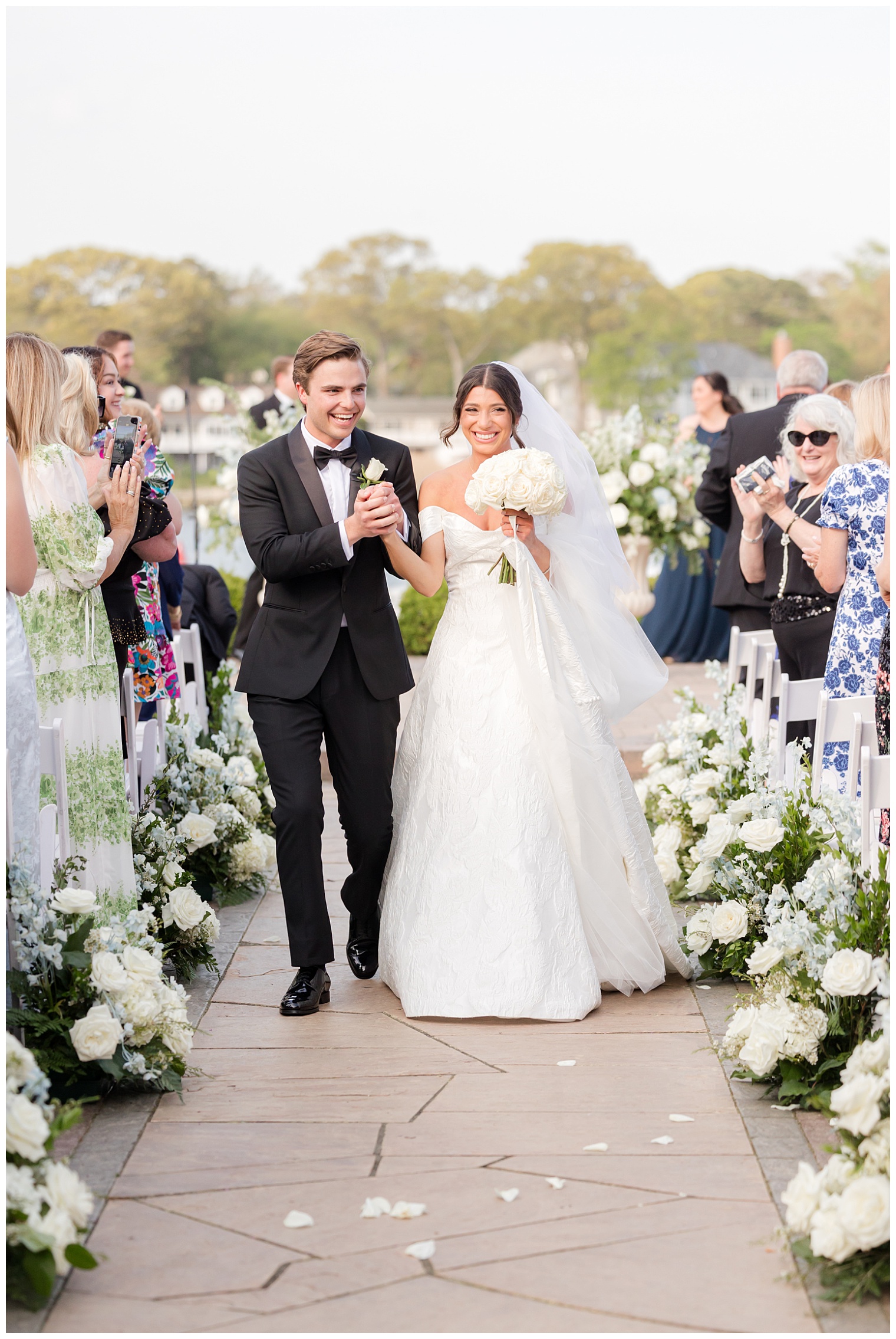 bride and groom celebrating