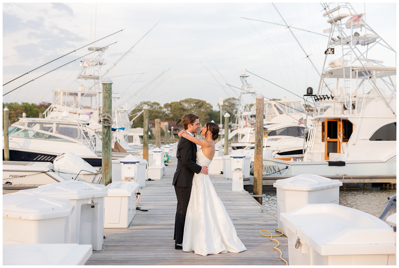bride and groom looking at each other