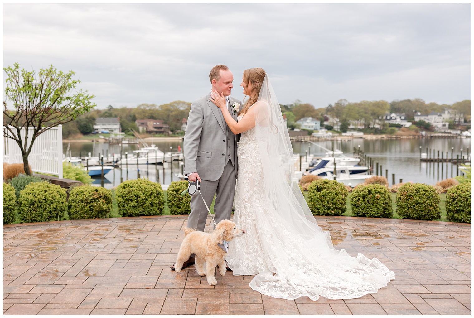bride and groom kissing
