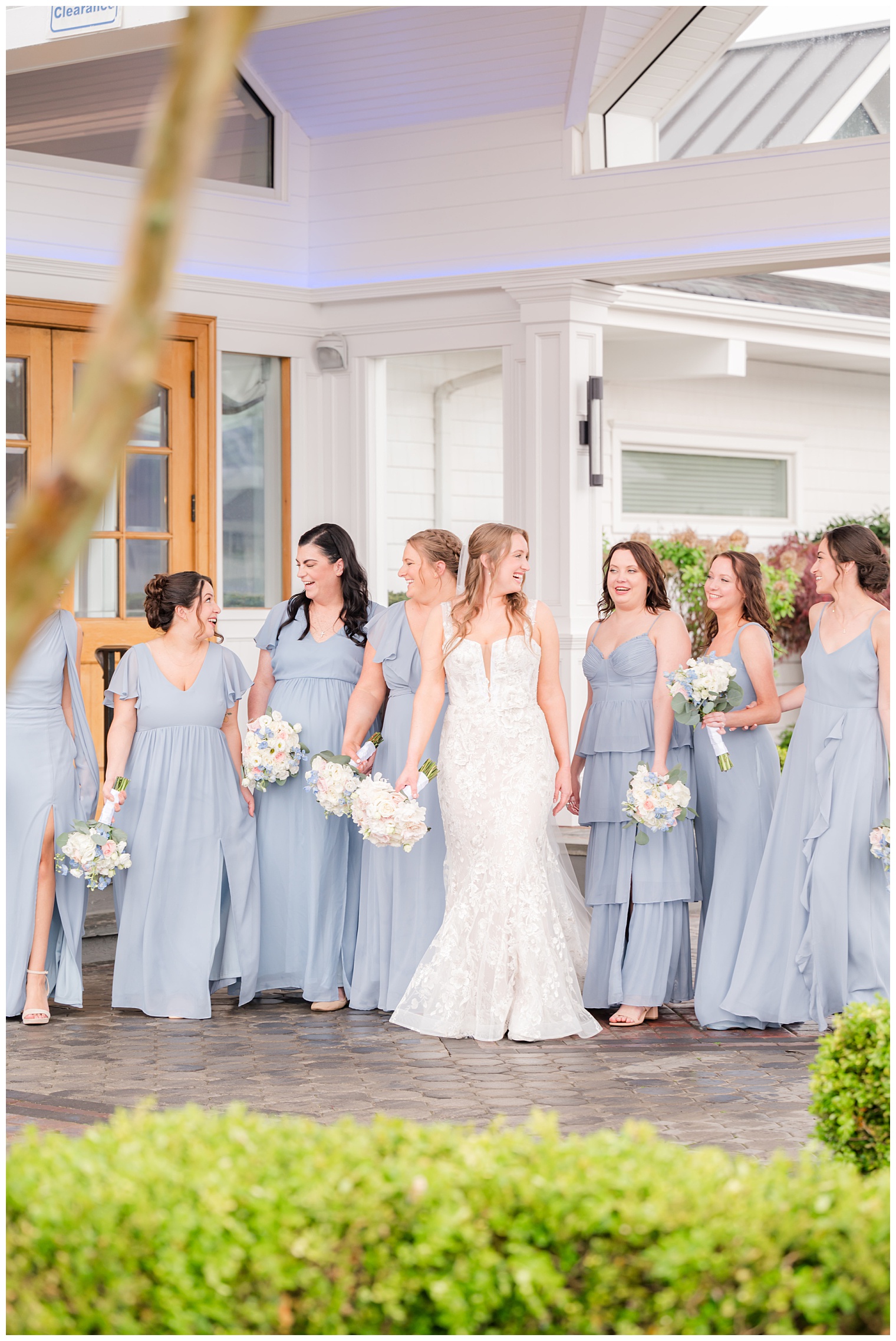 bride with her bridesmaids