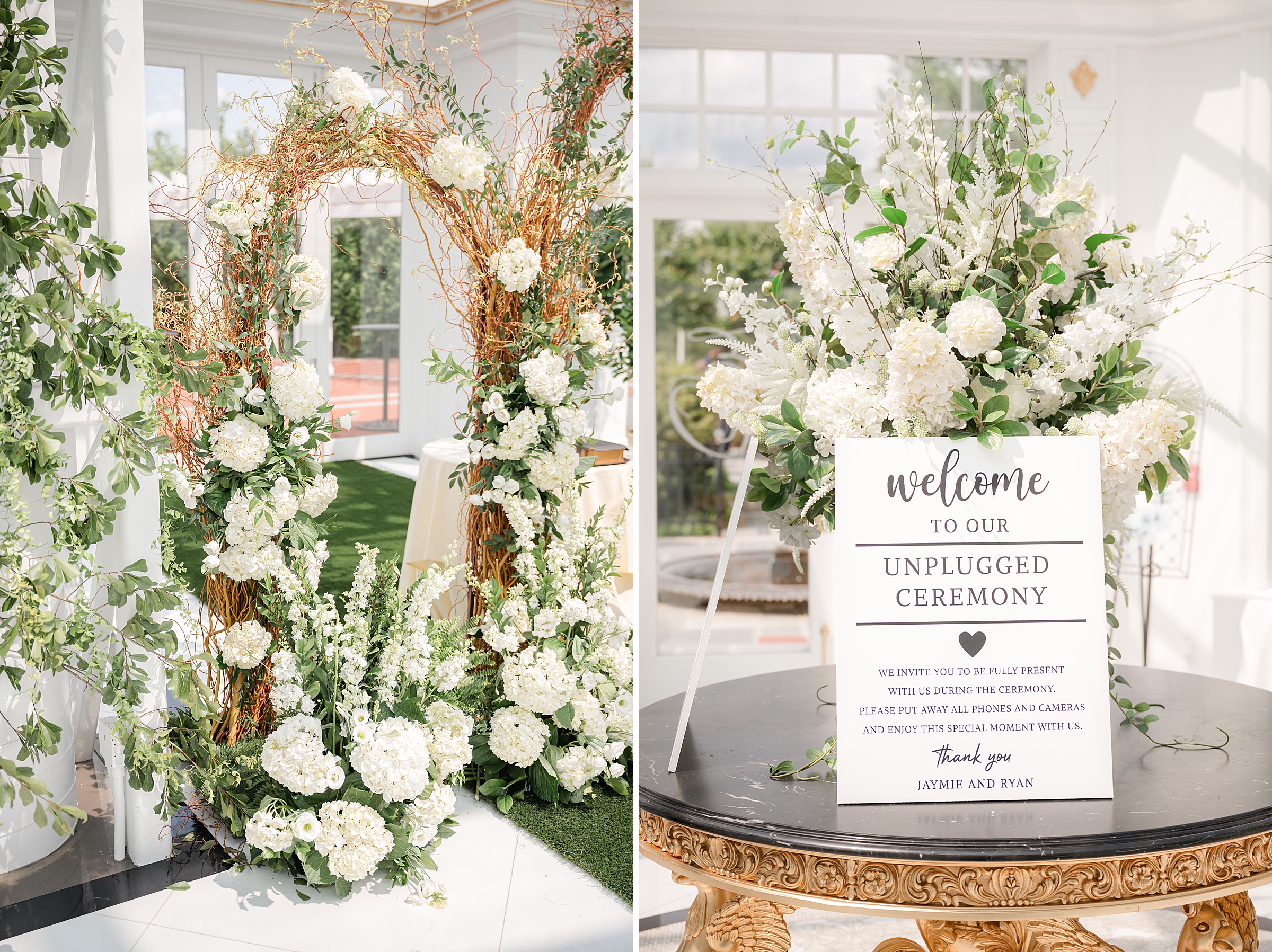 Details of ceremony space at Eagle Oaks Country Club