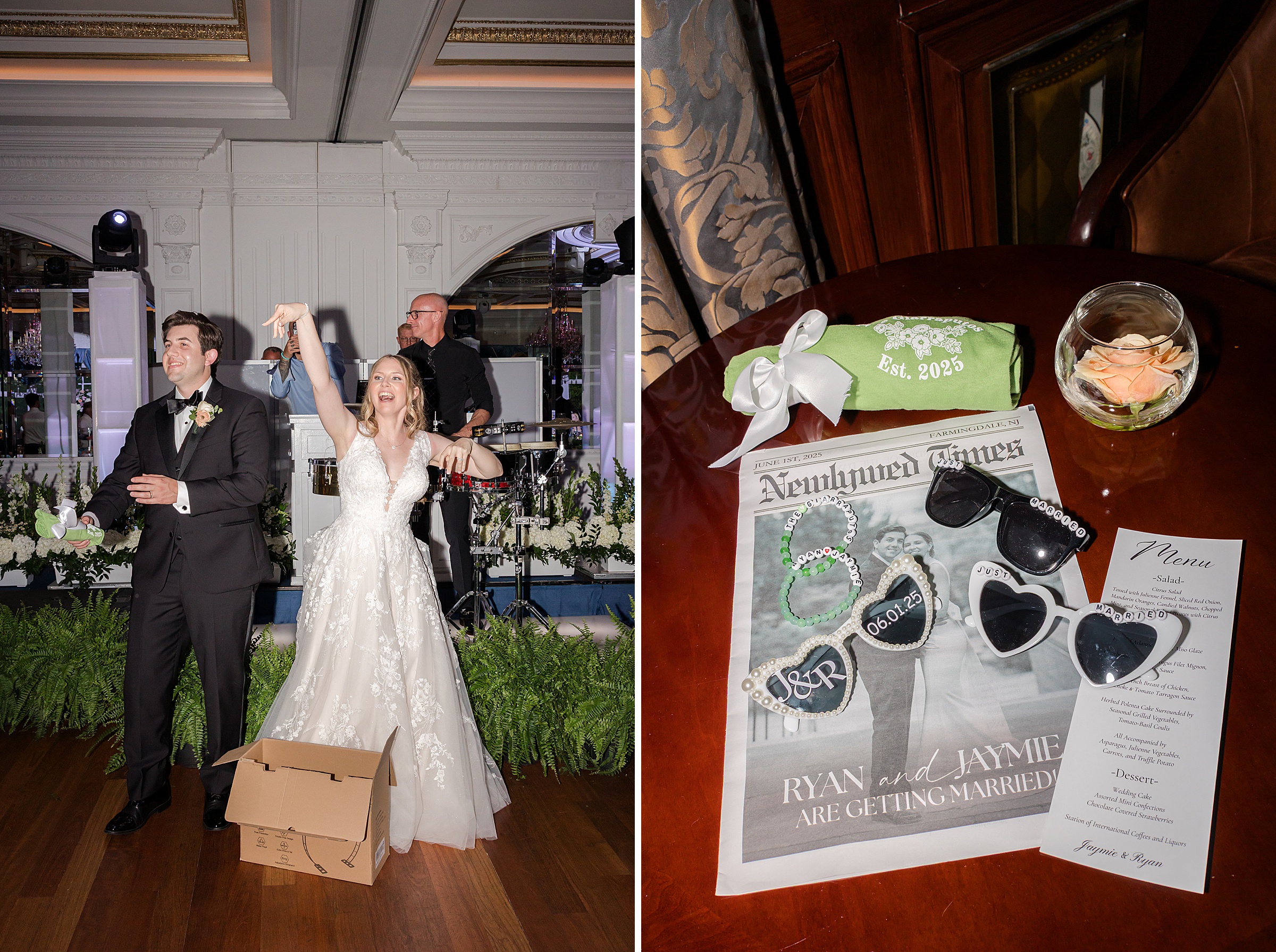 Bride and groom having fun during the after party